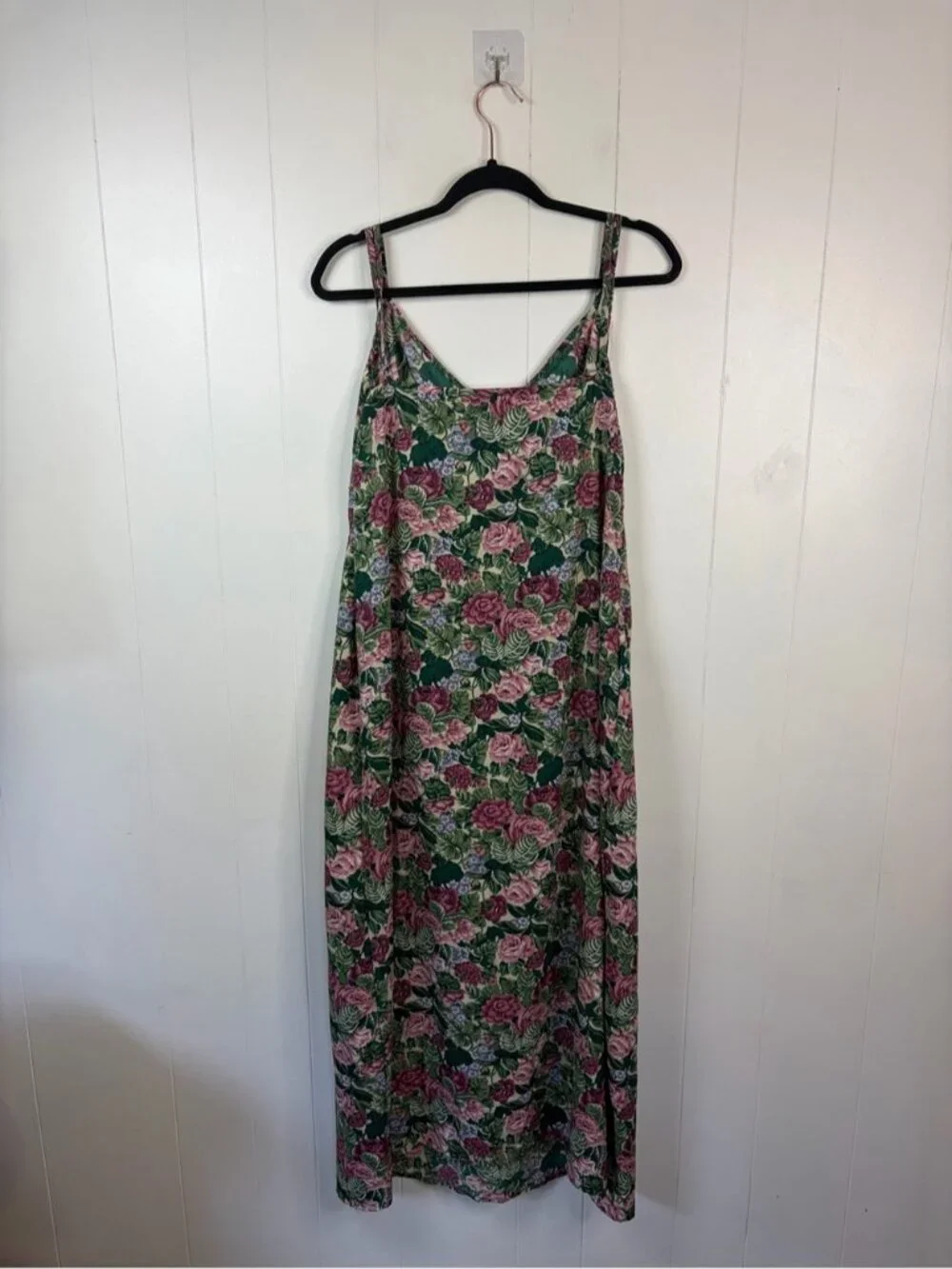 Vintage 80s 90s Floral Rose Lingerie Slip Dress Cottagecore Boudoir Medium Large